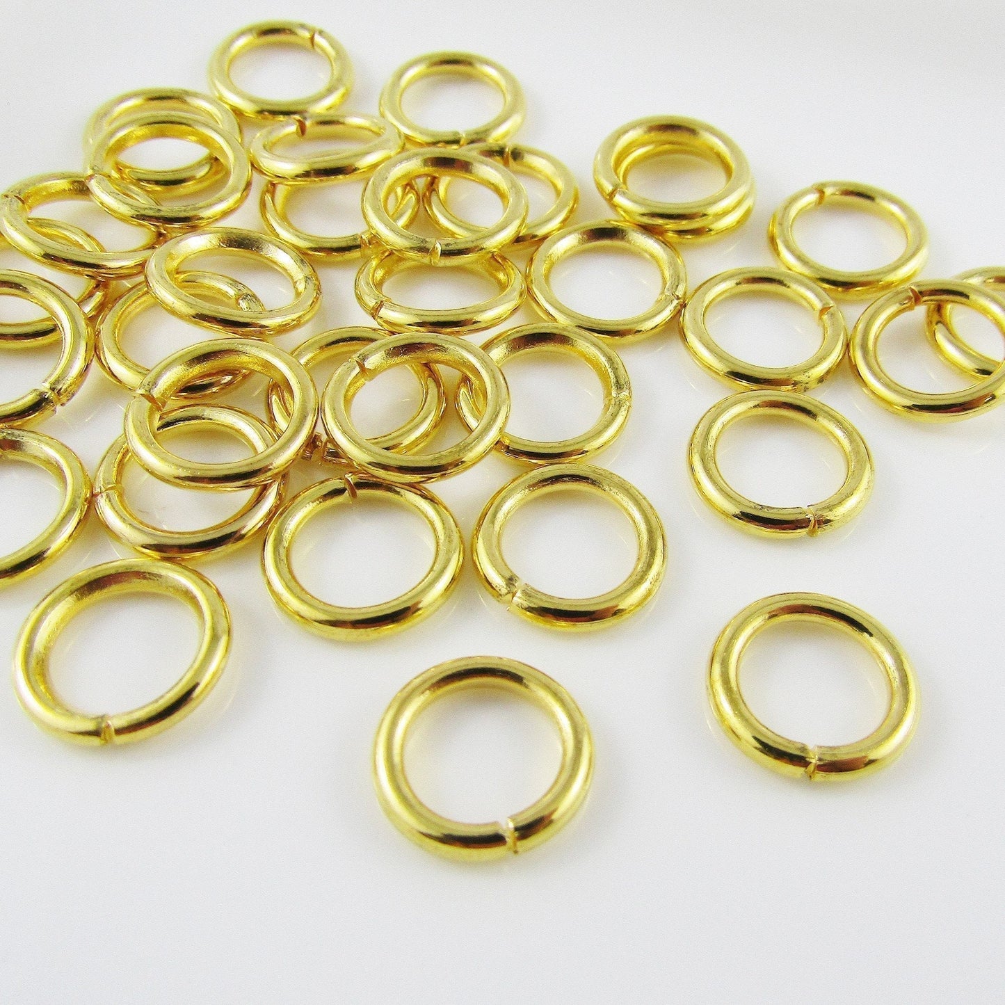 Bulk 25 pieces of 12x2mm Golden Jump Rings Open Jumprings Findings