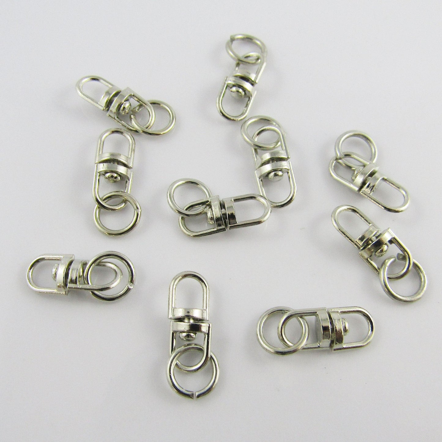 Bulk Double Eye Alloy Swivel Clasp Finding Platinum Iron 15.5x6.5mm Pack of 20