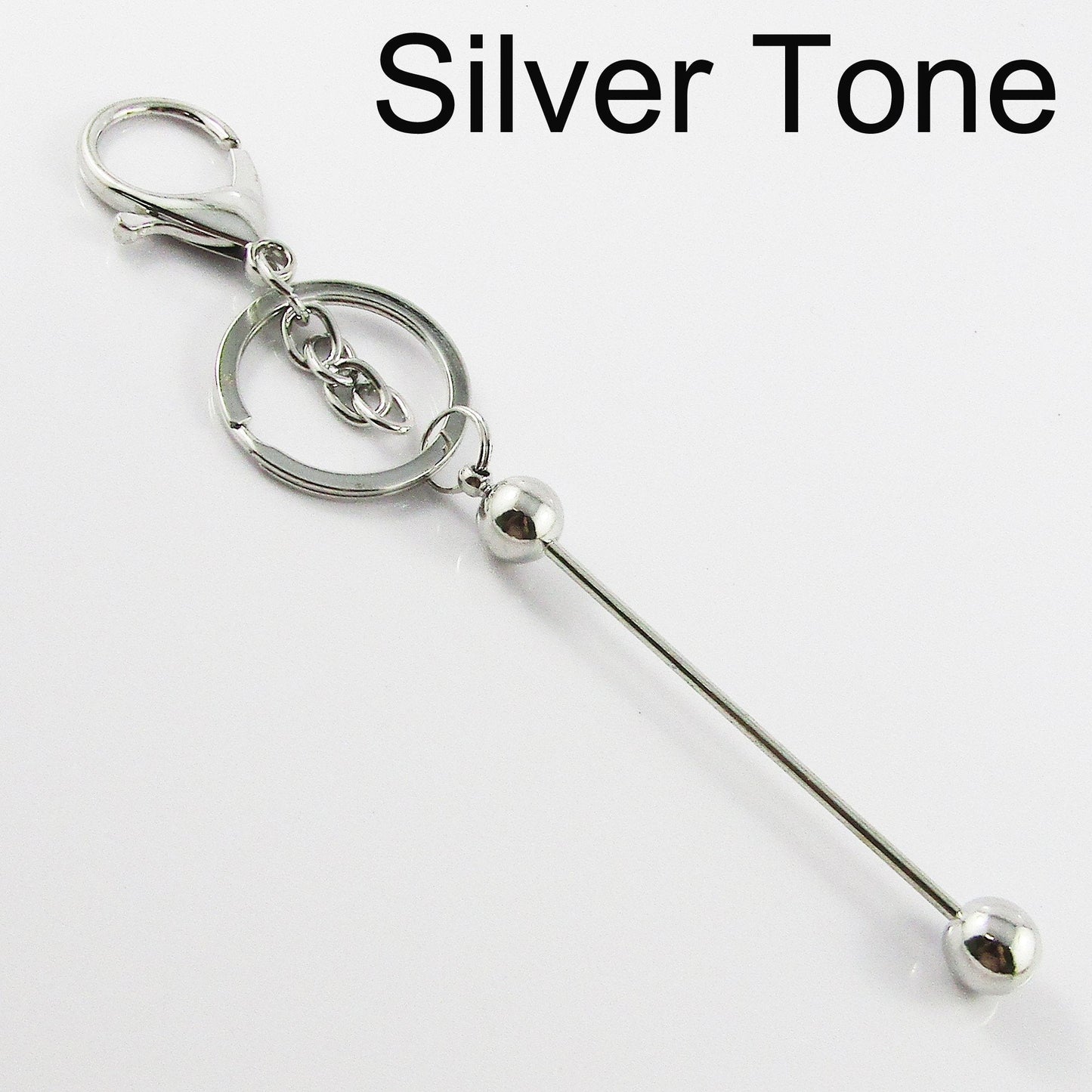 Lobster Clasp Key Ring Keychain with Beadable Bar 150mm Select Colour