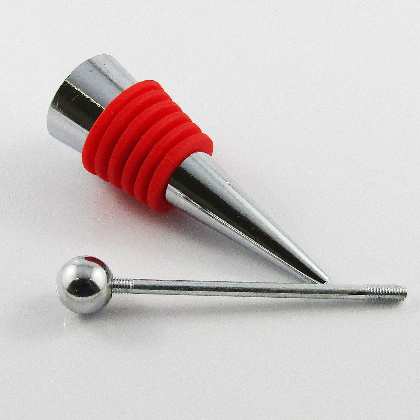 Blank DIY Beadable Wine Bottle Stopper Red Stainless Steel & Alloy 115x20mm
