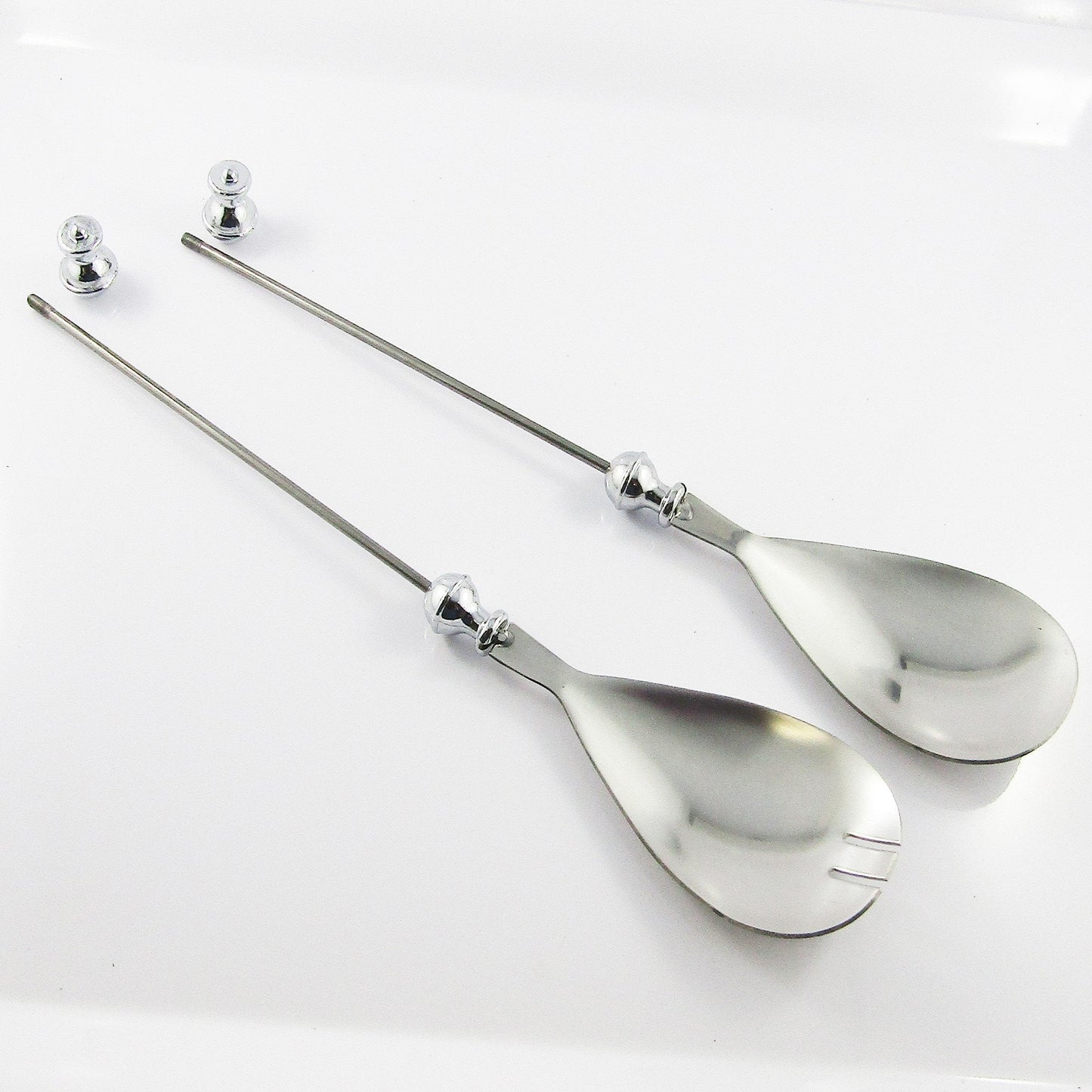 Blank DIY Beadable Small Salad Serving Set Stainless Steel & Alloy 284x50mm