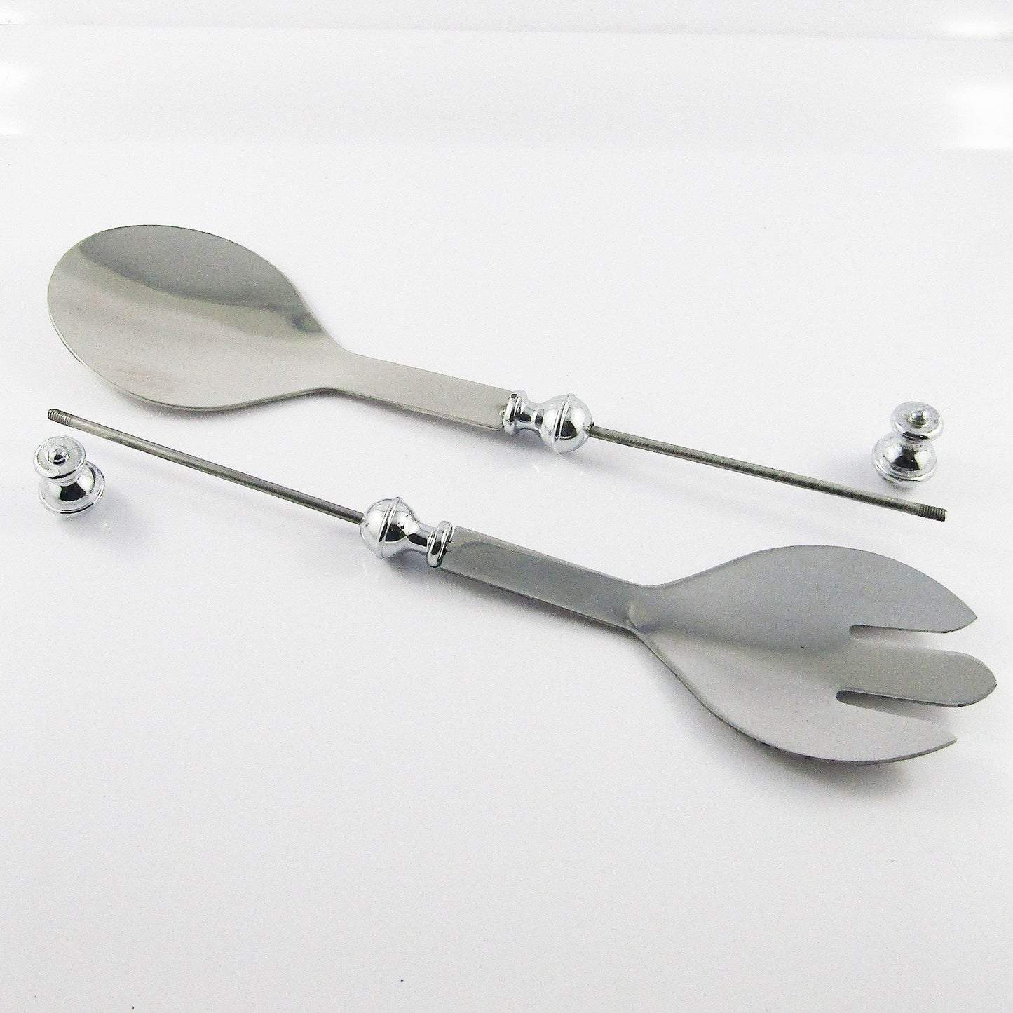 Blank DIY Beadable Salad Serving Set Stainless Steel & Alloy 250x57mm