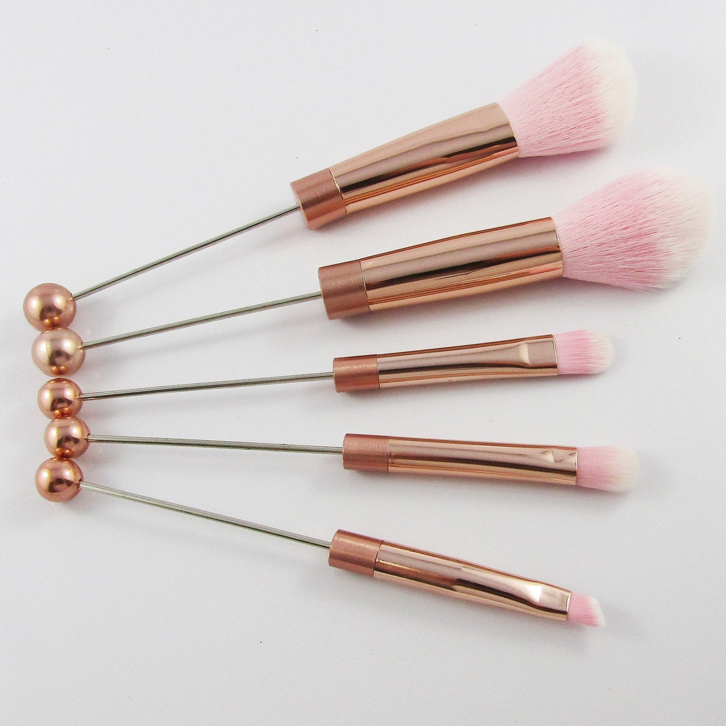 Blank DIY Beadable Makeup Brush Set 16cm Rose Gold 5pcs/set