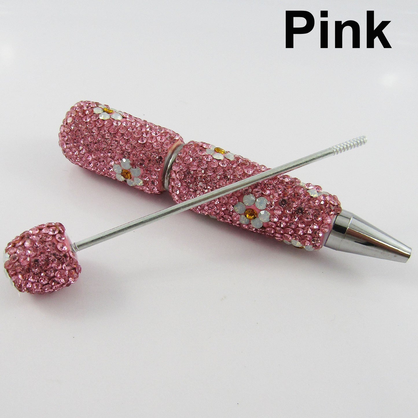 Blank DIY Deluxe Rhinestone Daisy Beadable Pen 145mm Select Colour