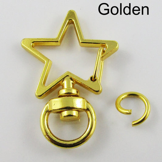 5pk Snap Hook Star Clasp 34x24mm with Swivel Eye and Jump Ring Select Colour