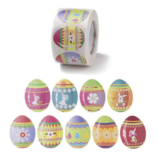 1 Roll 500pcs Easter Egg Easter Day Self Adhesive Paper Sticker Labels 25mm