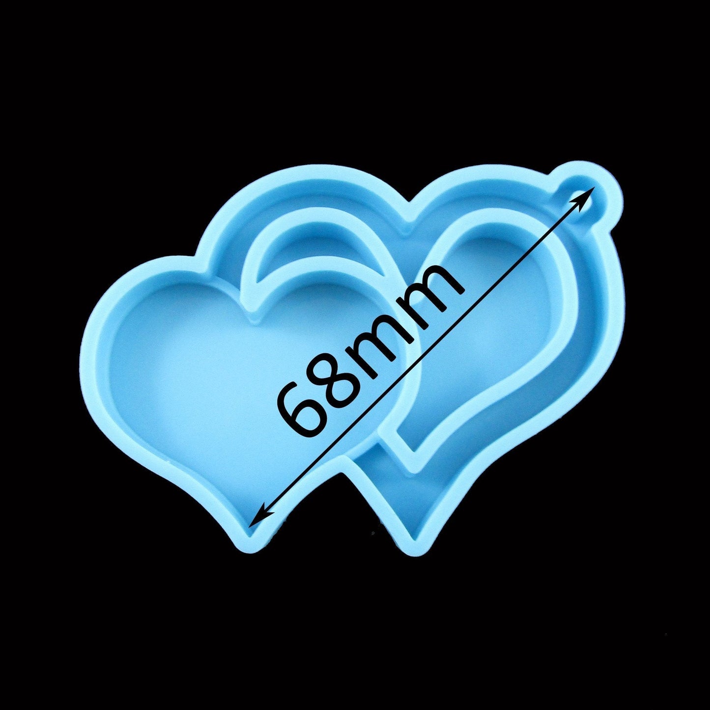 Valentine Double Heart Pendant Keychain Silicone Mould for Epoxy Resin