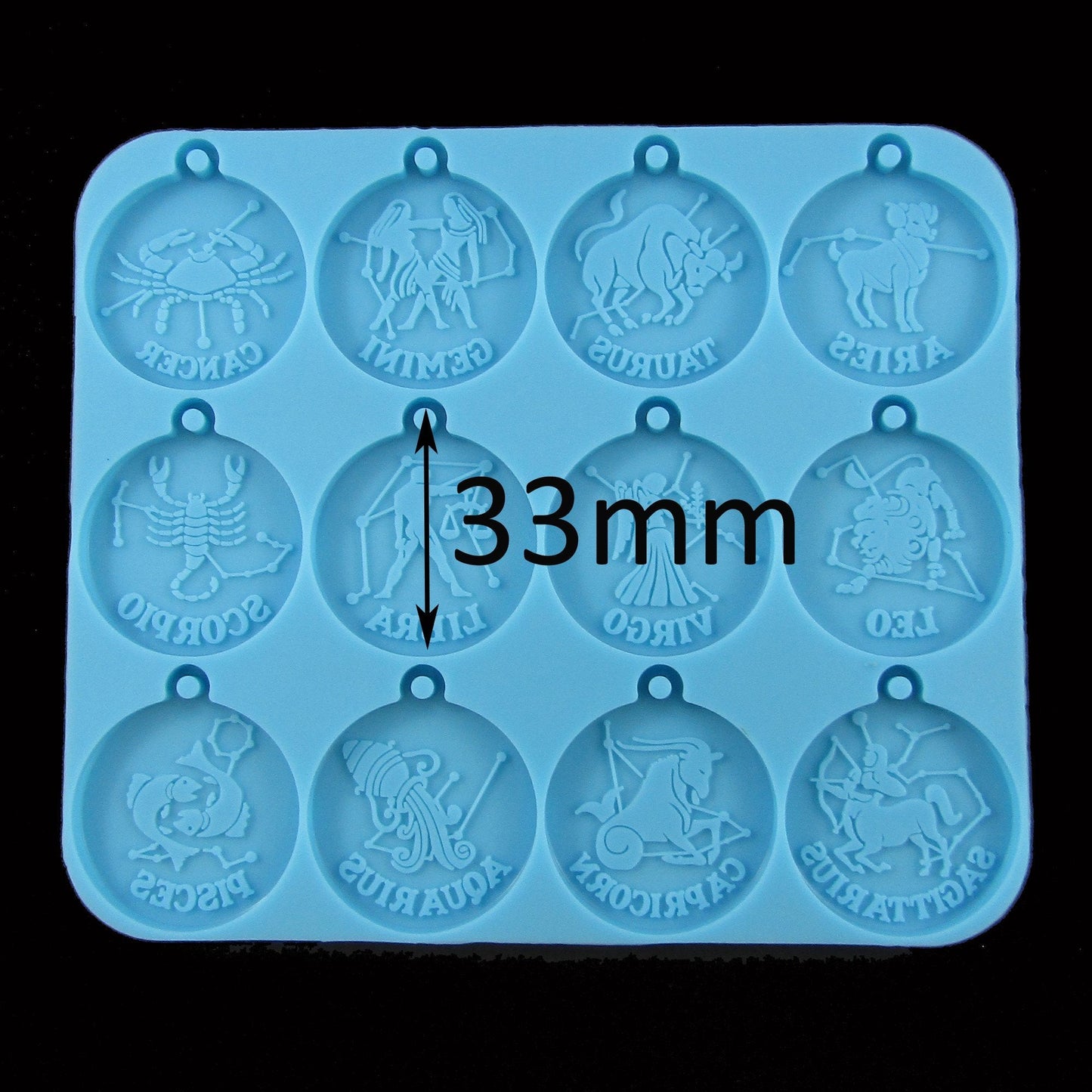 12 Constellations Zodiac Flat Round Pendants Silicone Mould for Epoxy Resin