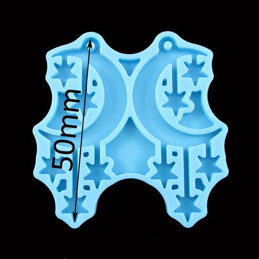 Crescent Moon Stars Pendant Earring Silicone Mould for Epoxy Resin