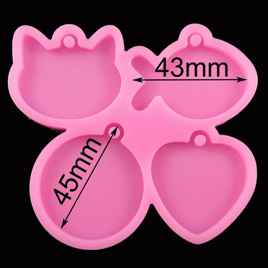 Cat Fish Round Heart Charm Pendant Silicone Mould for Epoxy Resin