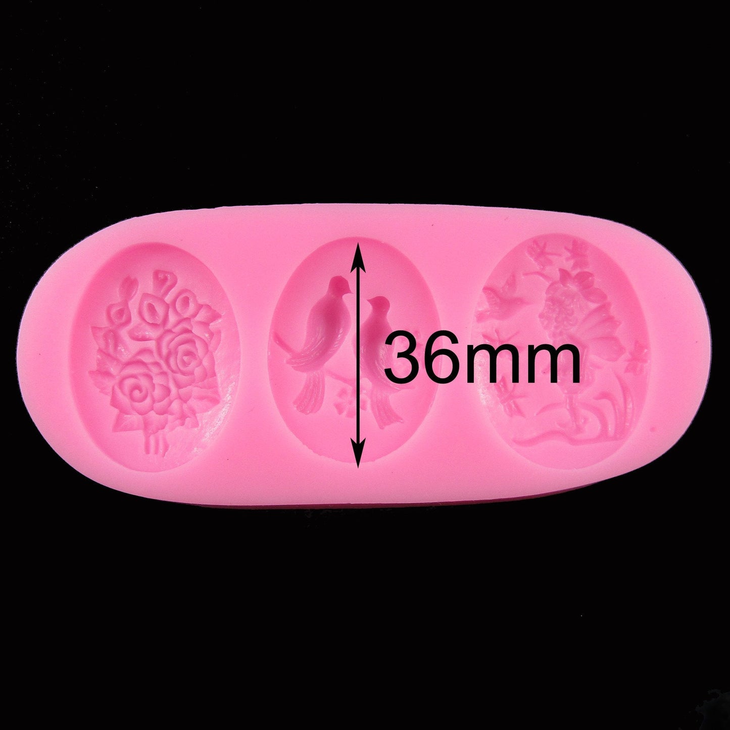 Oval Flower & Bird Cameo Cabochon Silicone Mould FOOD GRADE Chocolate or Resin