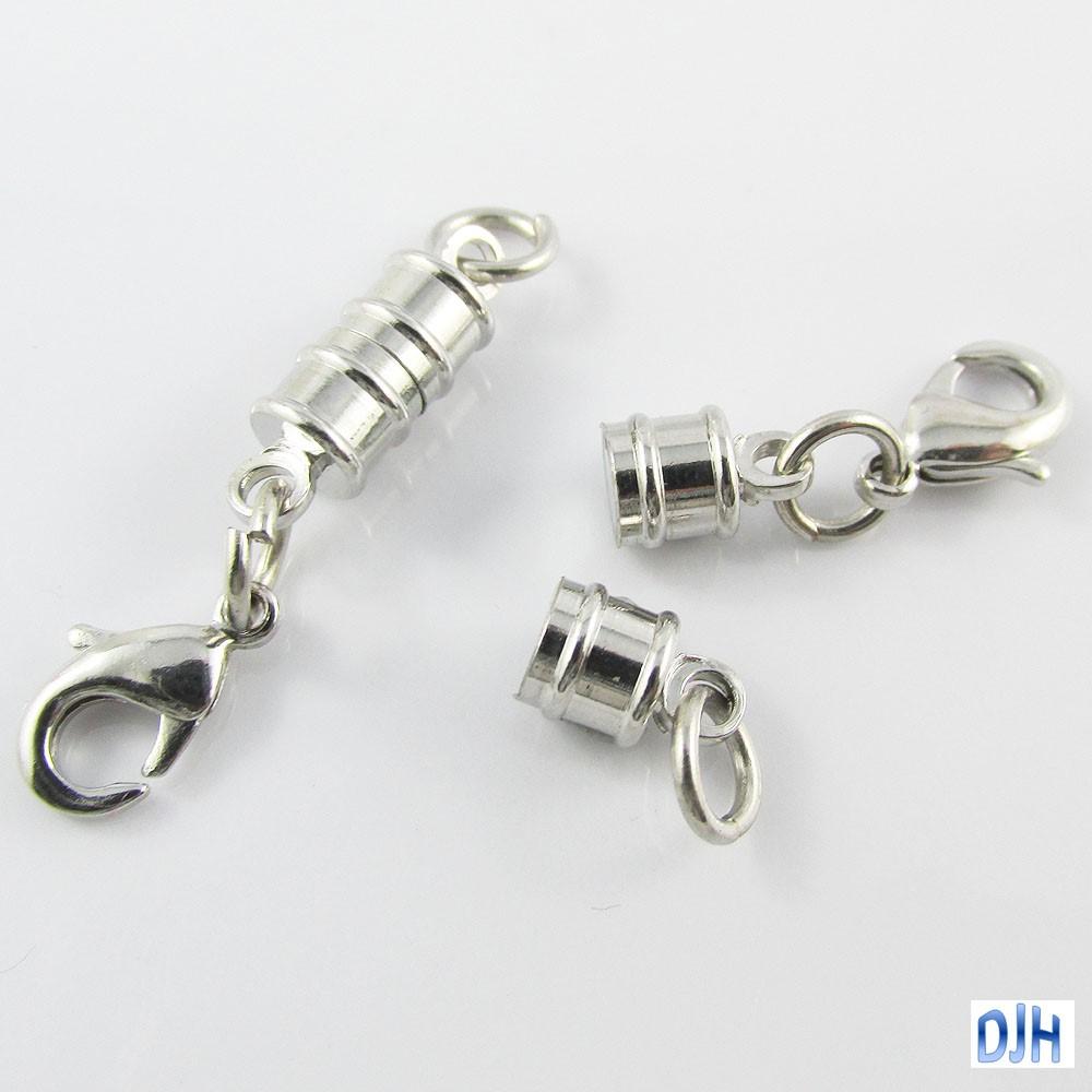 5 Sets Column Magnetic Clasp with Parrot Clasp / Jumpring end Silver Tone 17x6mm