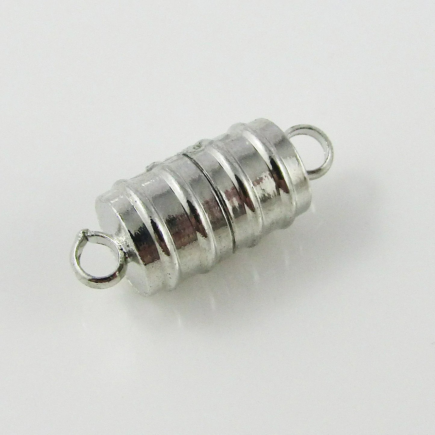 5 Sets Barrel Column Magnetic Clasp Silver Tone 19x7.5mm Hole 2.5mm
