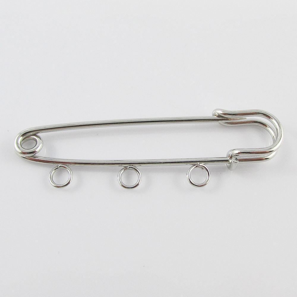 Bulk 5pk DIY Silver Tone 3 Loop 57mm Kilt Pin Safety Pin Brooch