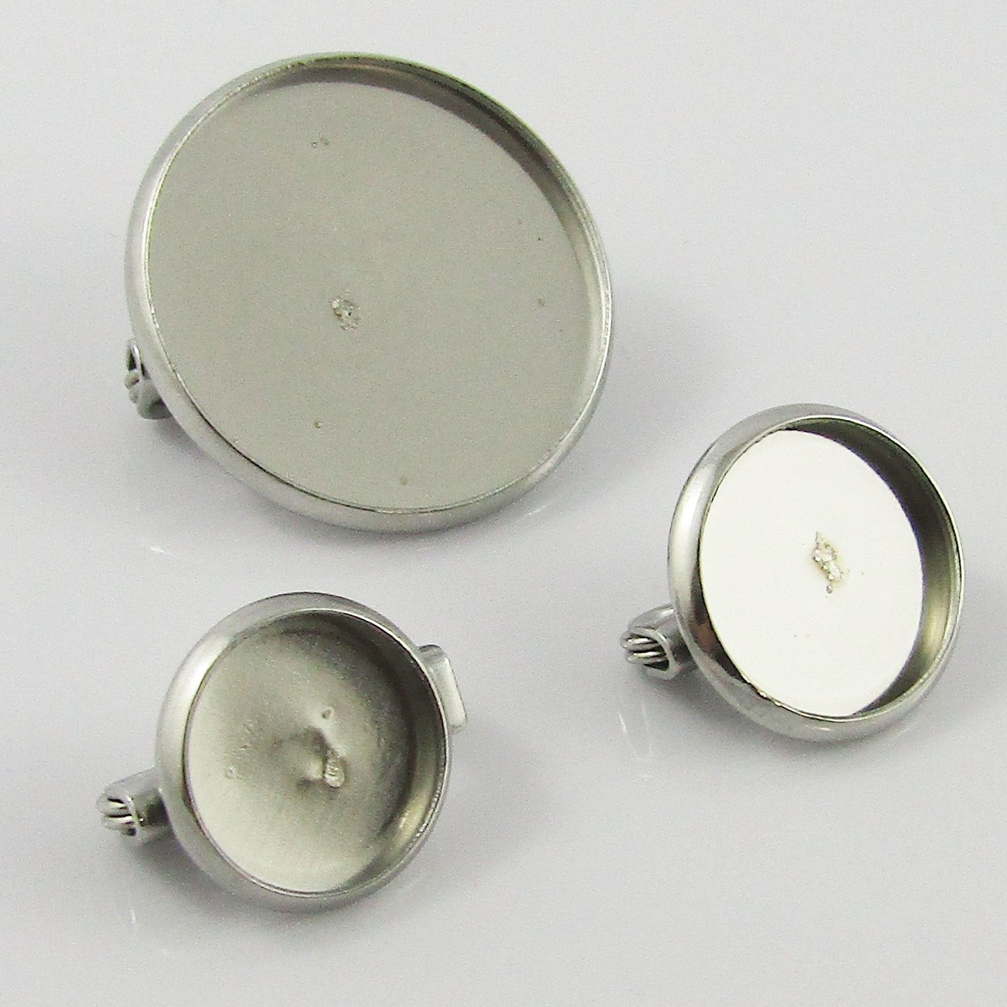 Bulk 5pk DIY Round Cabochon Setting Pin Brooch Stainless Steel Select Size