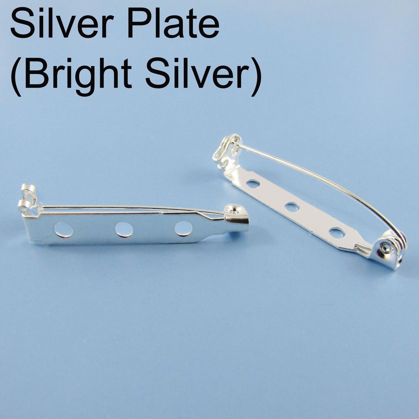 Bulk 50pcs DIY Bar Pin Brooch Finding Silver Plate 33x4.5mm