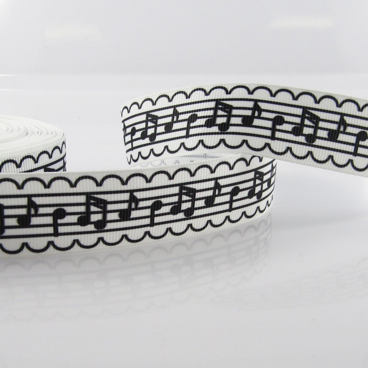 3metres Printed Musical Notes Grosgrain Ribbon Polyester 25mm