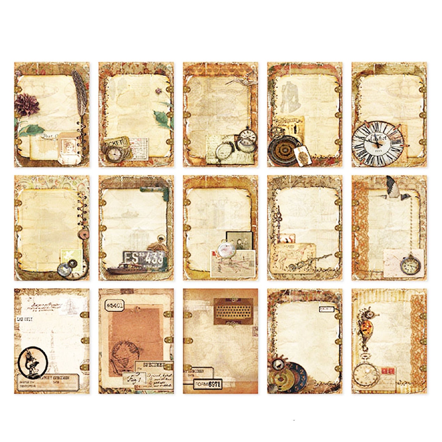 30pc Antique Objects Retro Scrapbook Papers Cards Journal Ephemera 140x100mm