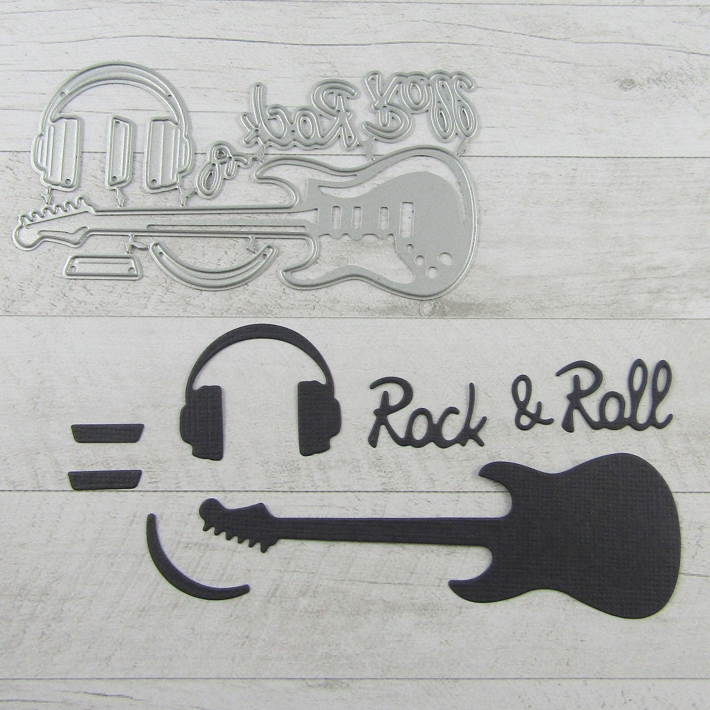 Rock & Roll Guitar Cutting Die Carbon Steel Scrapbooking Card Making etc