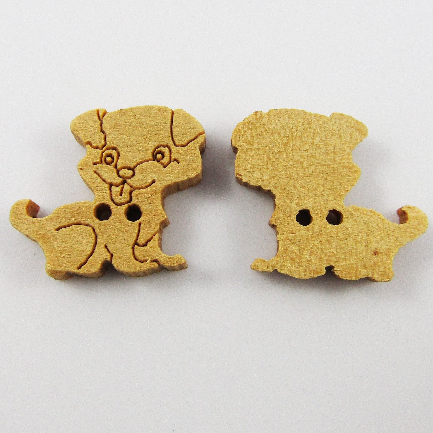 50pce Puppy Dog 2 Hole Wood Button 16x18mm Kids Child Sewing