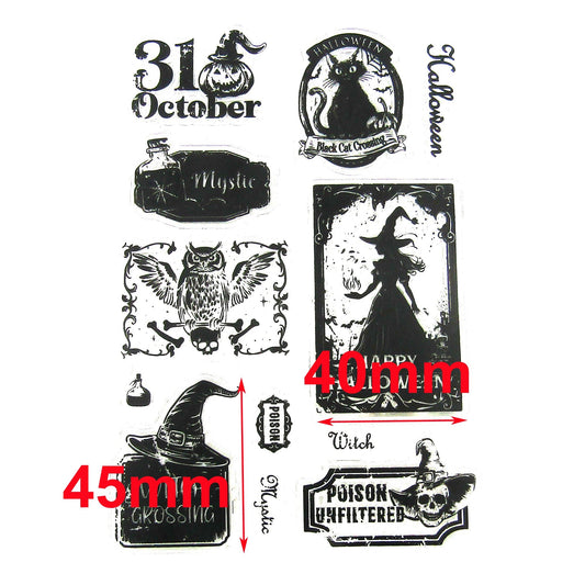 Halloween Witch Garden Clear Stamp Sheet Silicone Journal Scrapbook Cards