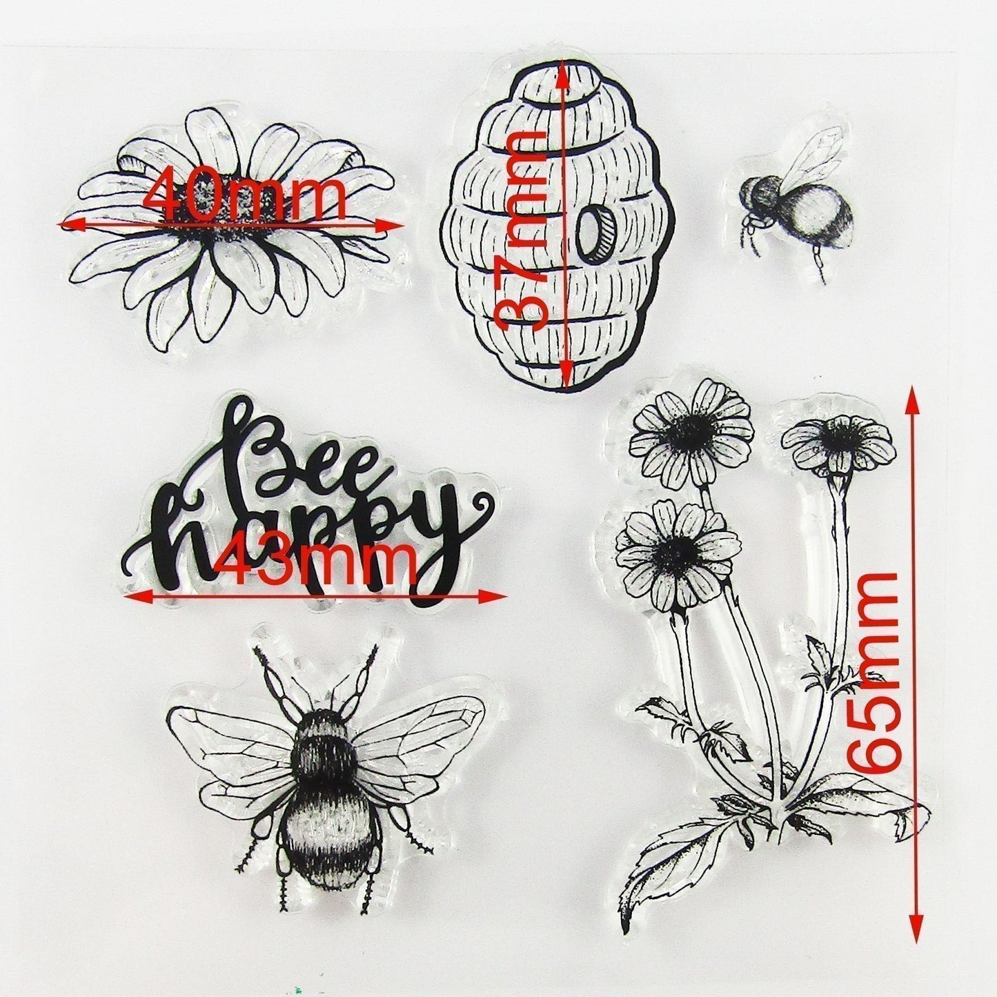 Bee Happy Beehive Clear Stamp Silicone Rubber Scrapbooking Card Making