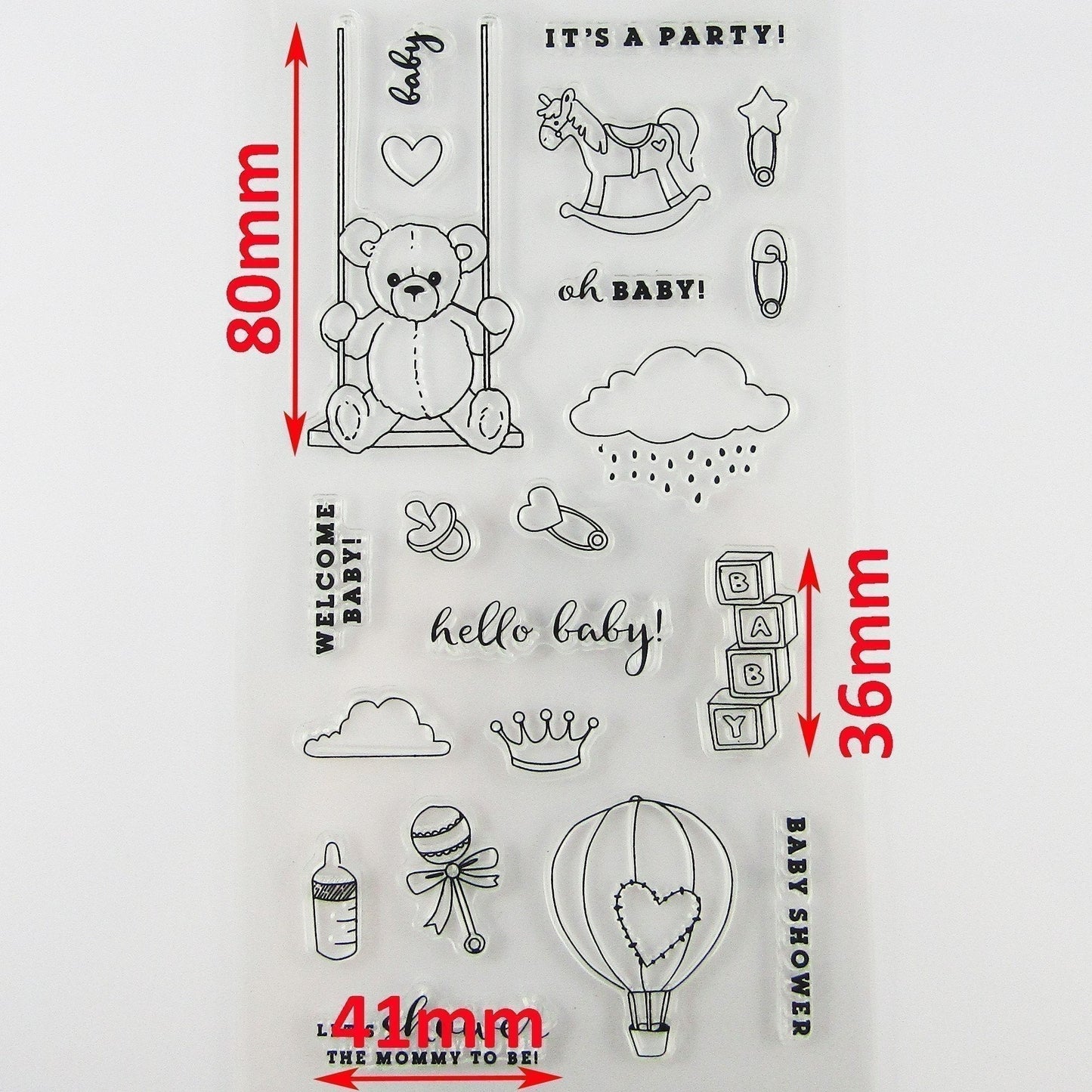 Baby Shower Clear Stamp Silicone Rubber Scrapbooking Card Making