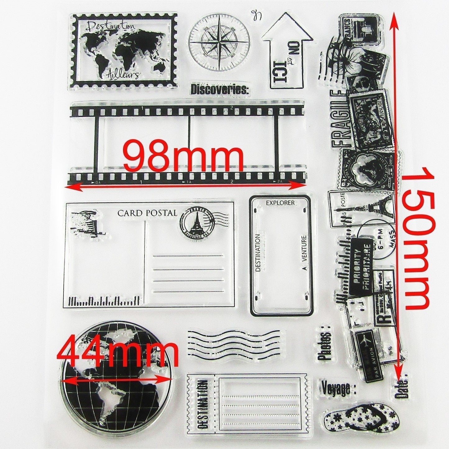 Travel Postcard Clear Stamp Silicone Rubber Scrapbooking Card Making