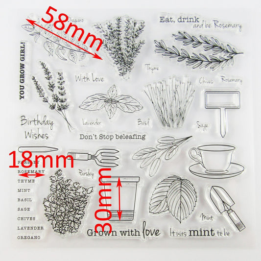 Herb Garden Clear Stamp Sheet Silicone Rubber Scrapbooking Card Making