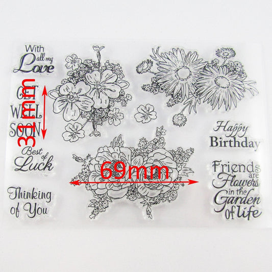 Friends are Flowers Clear Stamp Sheet Silicone Rubber Scrapbooking Card Making