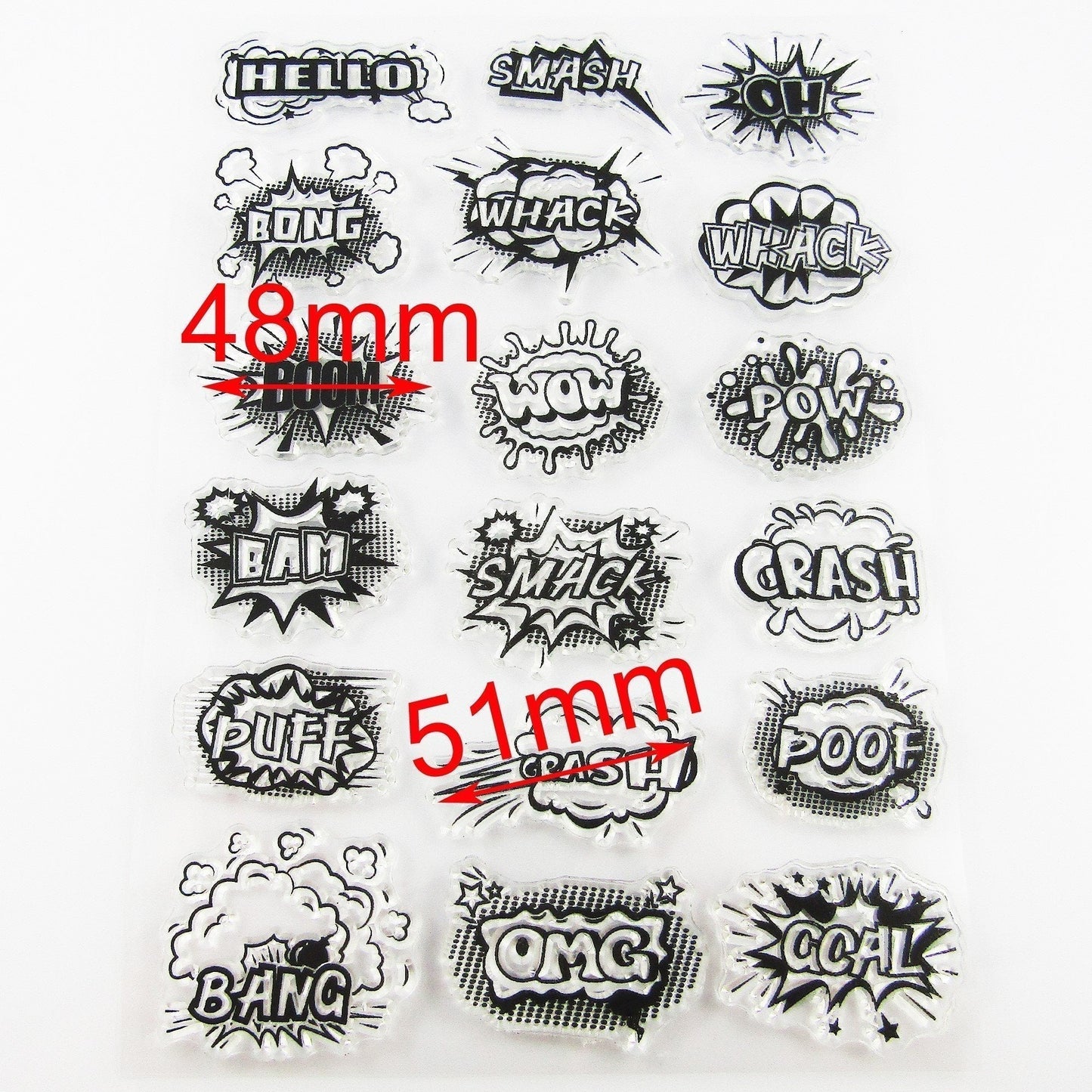 Starburst Words Clear Stamp Sheet Silicone Rubber Scrapbooking Card Making