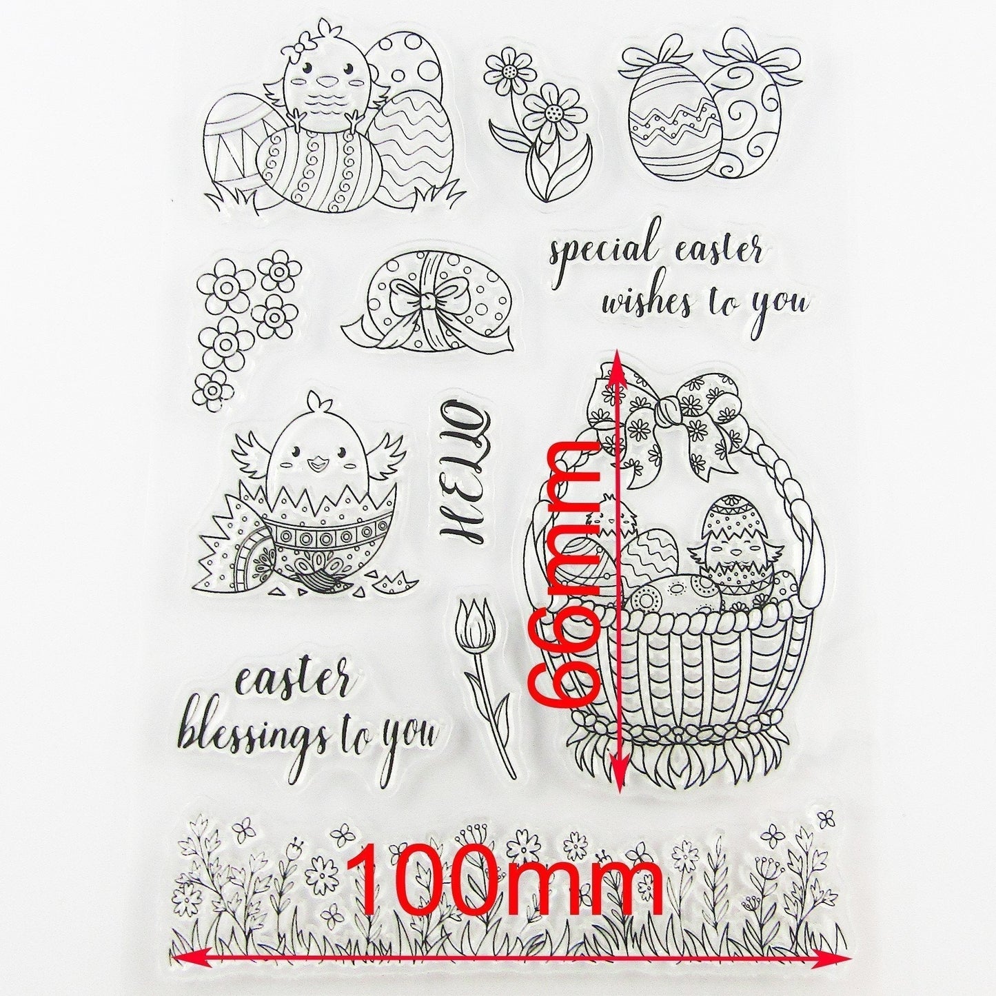 Easter Basket Chicks Clear Stamp Sheet Silicone Rubber Journal Card Making