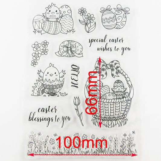 Easter Basket Chicks Clear Stamp Sheet Silicone Rubber Journal Card Making