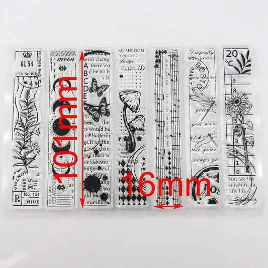 Bookmark Backgrounds & Border Clear Stamp Sheet Silicone Journal Scrapbook Cards