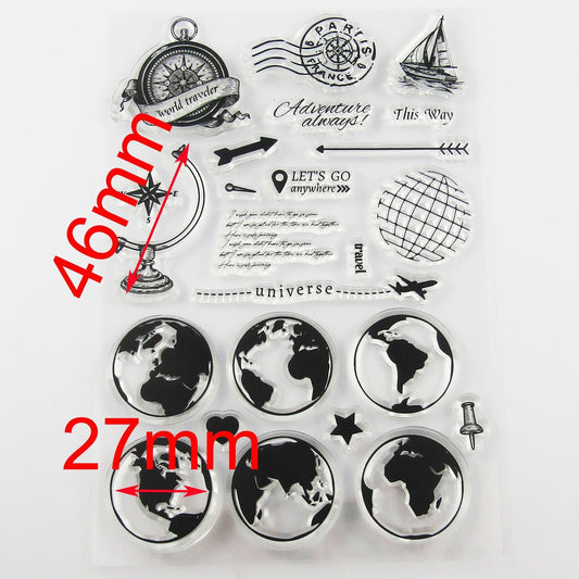 Travel the Universe Clear Stamp Sheet Silicone Rubber Journal Scrapbook Cards
