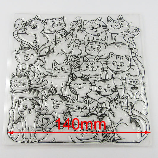 Mixed Cats Background Clear Stamp Sheet Silicone Journal Scrapbook Cards