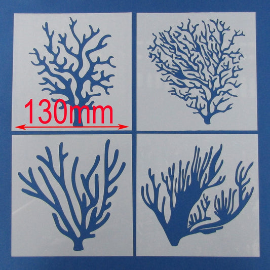 4pc set Coral Stencil 130mm Flexible for Scrapbooking Card Making Canvas & More