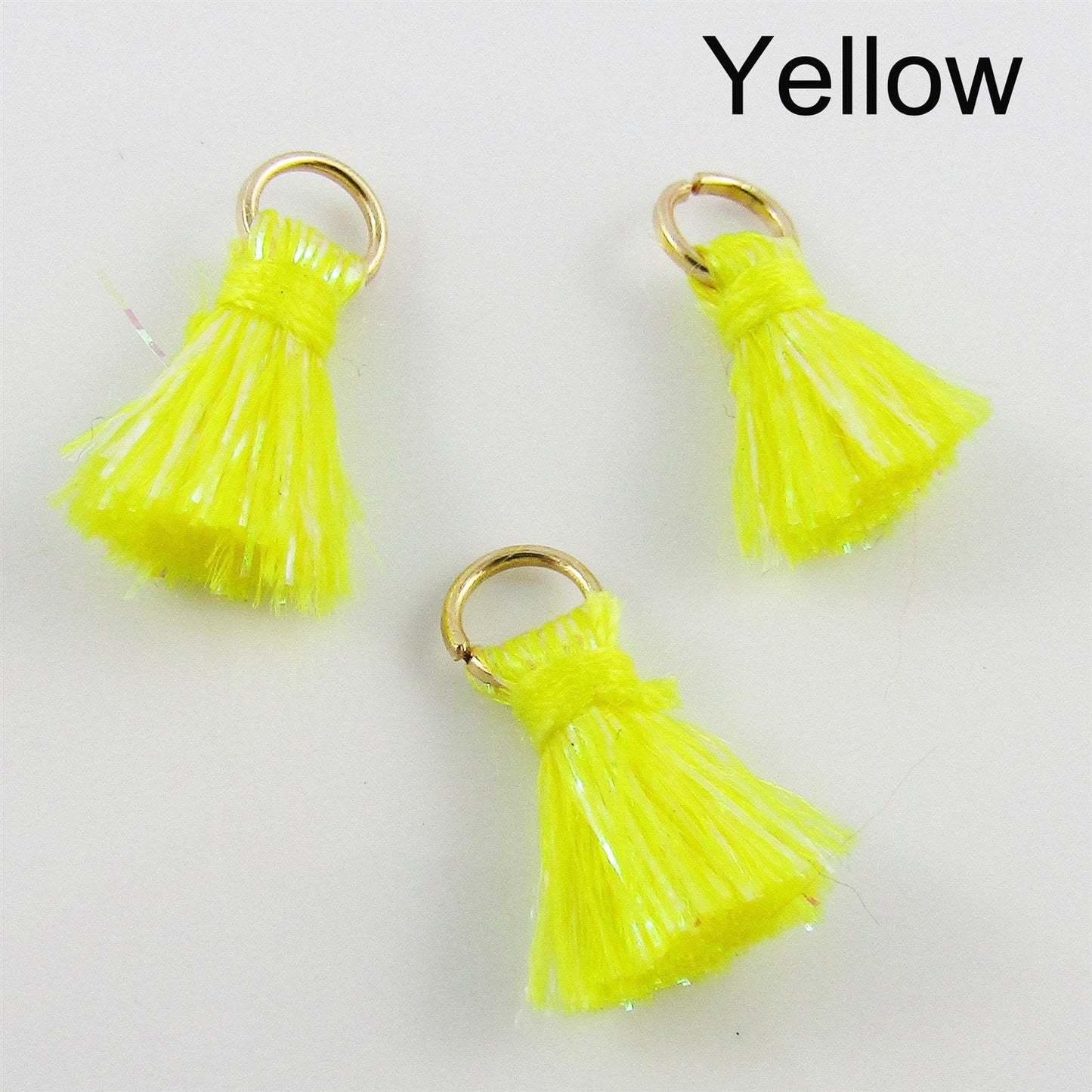 10pce TINY Metallic Thread Tassel with Jumpring 15mm Select Colour