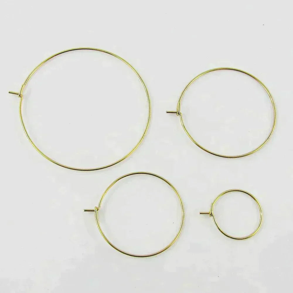 Bulk set of 10 Gold Wine Glass Charm Findings DIY Stainless Steel Select Size