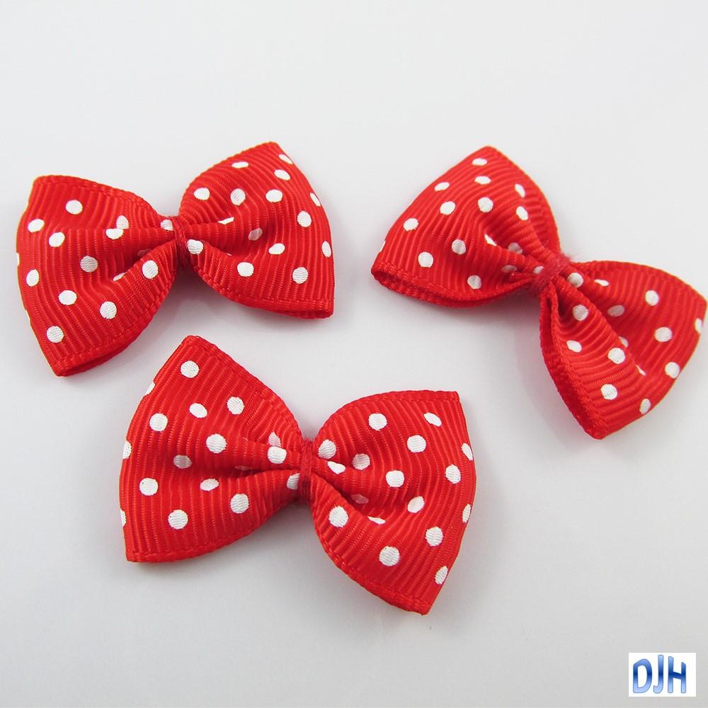 10pcs Grosgrain Ribbon Spotted Bows for Hair Clips DIY Craft 35x25mm Pick Colour