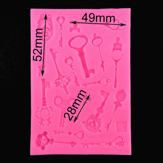 Steampunk Keys FOOD GRADE Silicone Casting Mould Fondant Chocolate Soap Resin