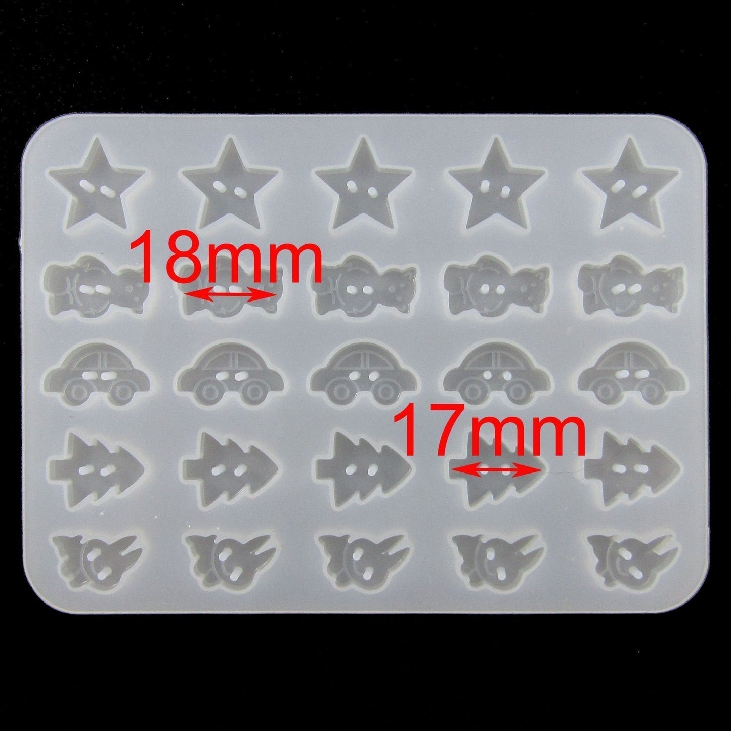 Star Teddy Car Tree Rabbit Novelty Button Silicone Casting Mould for Epoxy Resin