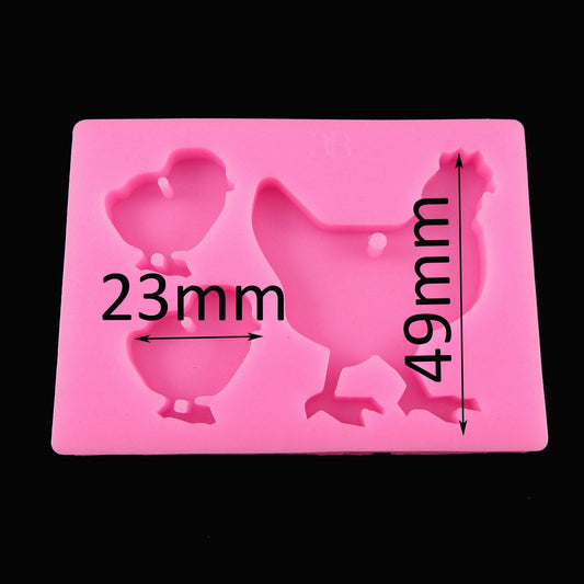 Chicken & Chick Earring Necklace Pendant Silicone Mould UV or Epoxy Resin