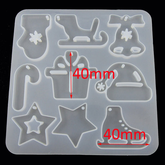 Mixed Christmas Pendants Earrings Silicone Mould UV or Epoxy Resin