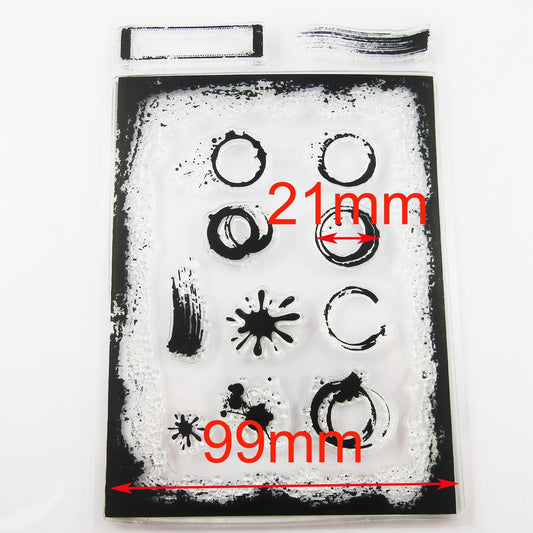 Cup Stains & Ink Splash Frame Clear Stamp Sheet Silicone Journal Scrapbook Cards