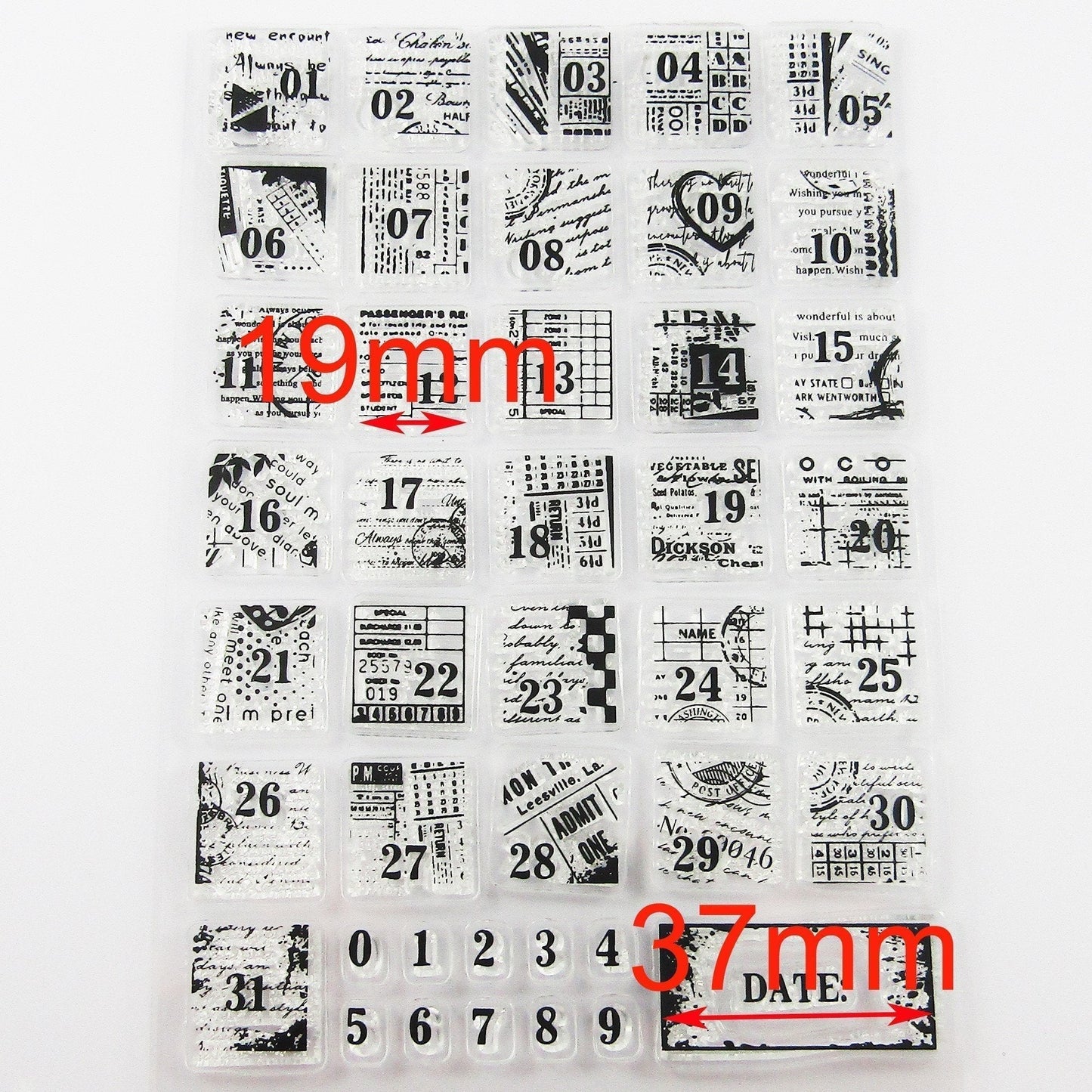 Ticket Postcard Numbers Clear Stamp Sheet Silicone Journal Scrapbook Cards