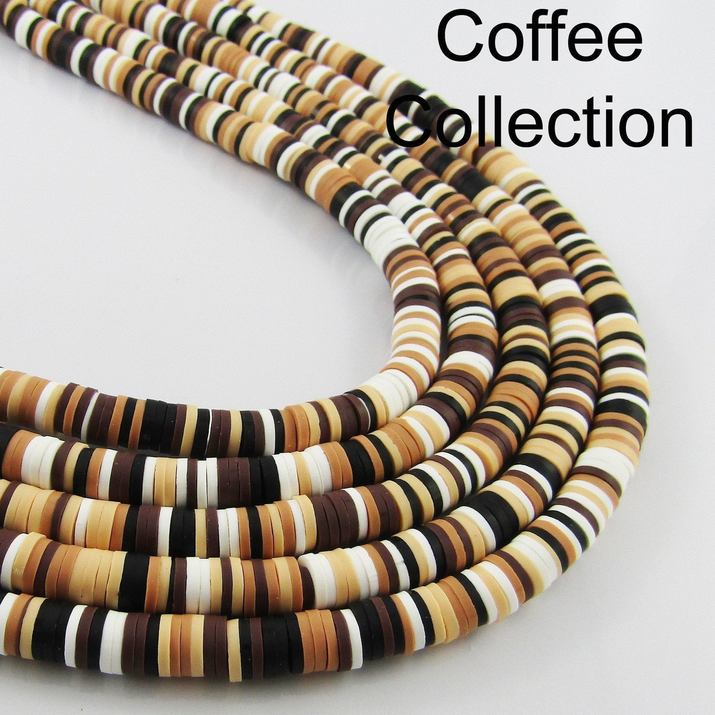 One Strand 330pcs Wafer Disc Coffee Coloured Polymer Clay Beads Katsuki Bead 6mm