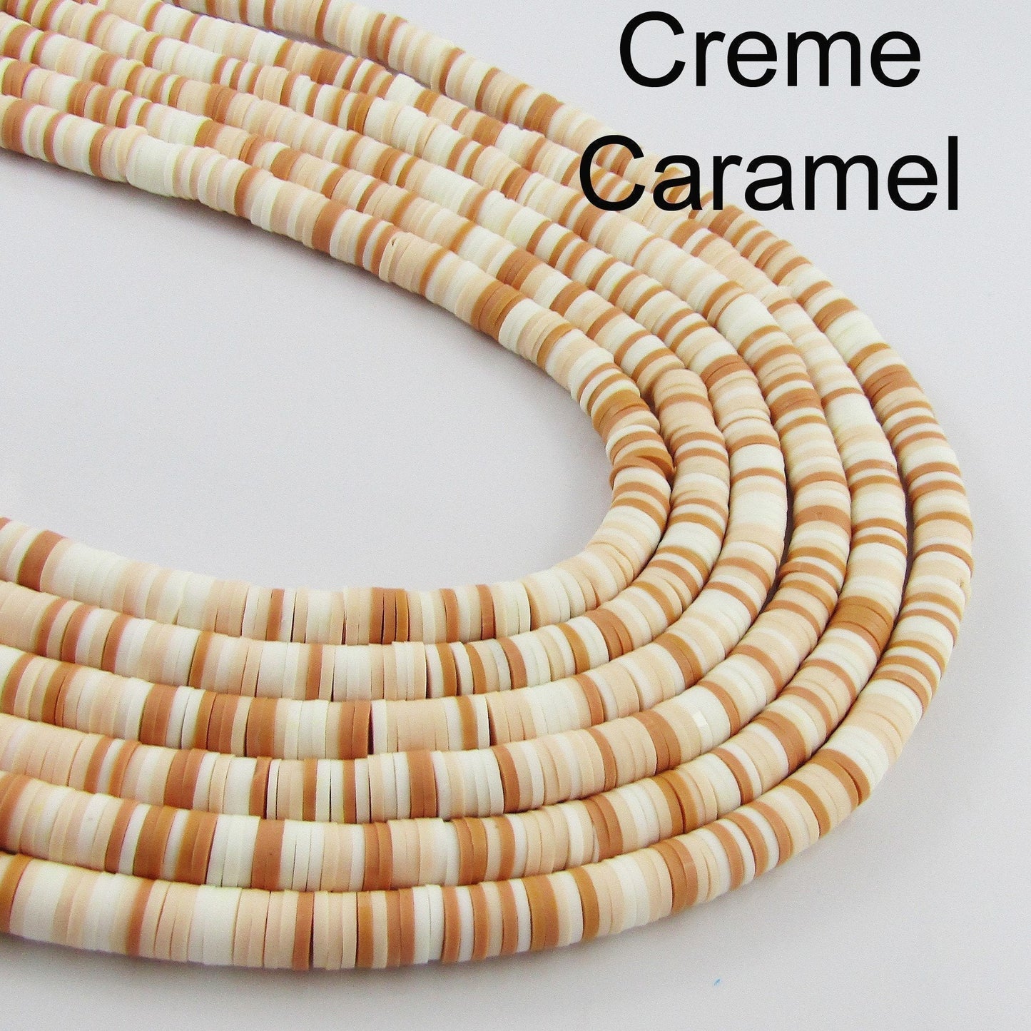 One Strand 330pcs Wafer Disc Creme Caramel Polymer Clay Beads Katsuki Bead 6mm