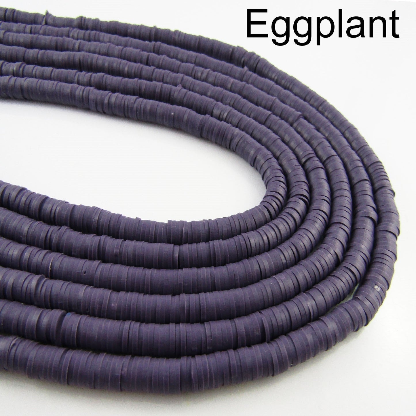 One Strand 330pcs Wafer Disc Eggplant Polymer Clay Beads Katsuki Bead 6mm