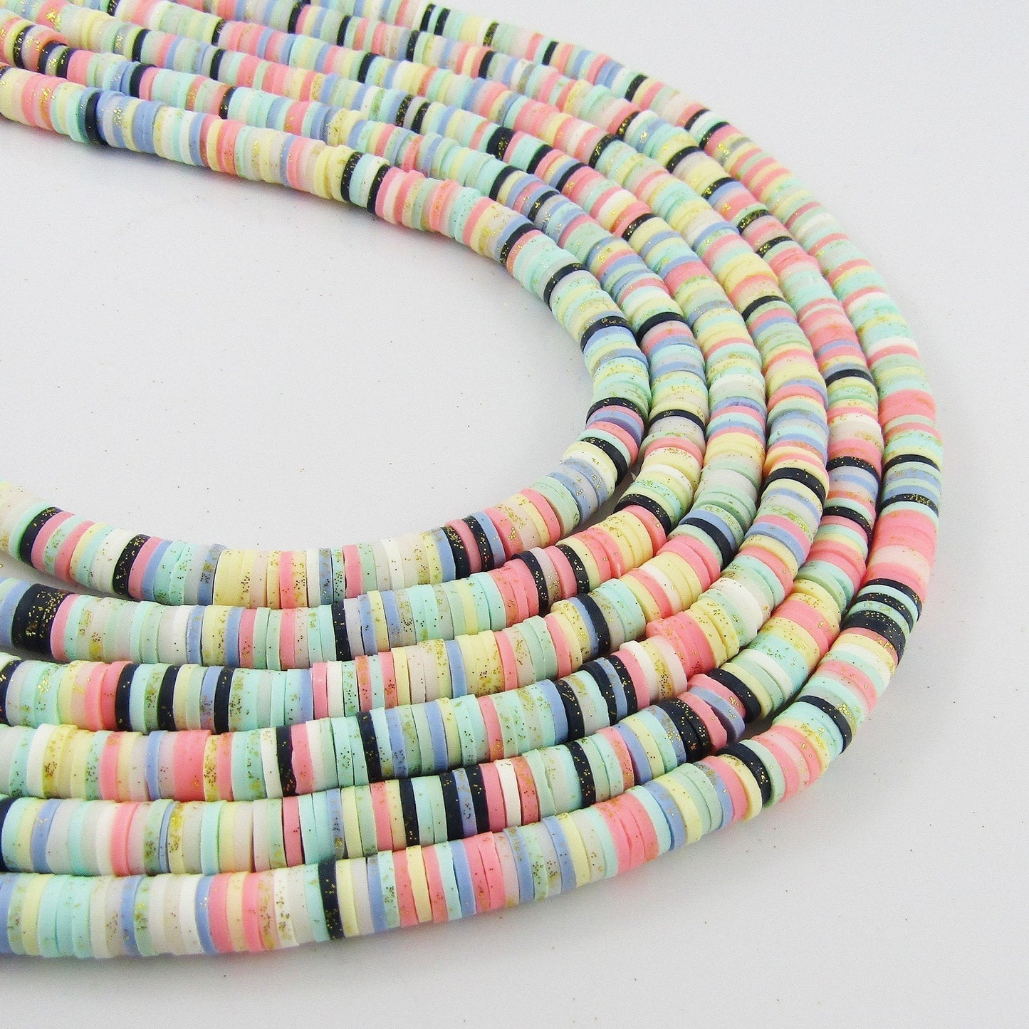 One Strand 400pcs Wafer Disc Glitter Rainbow Polymer Clay Beads Katsuki Bead 6mm